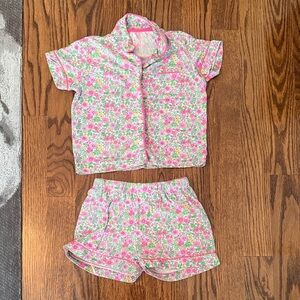 Floral Kids Pajamas Set - Pink and White